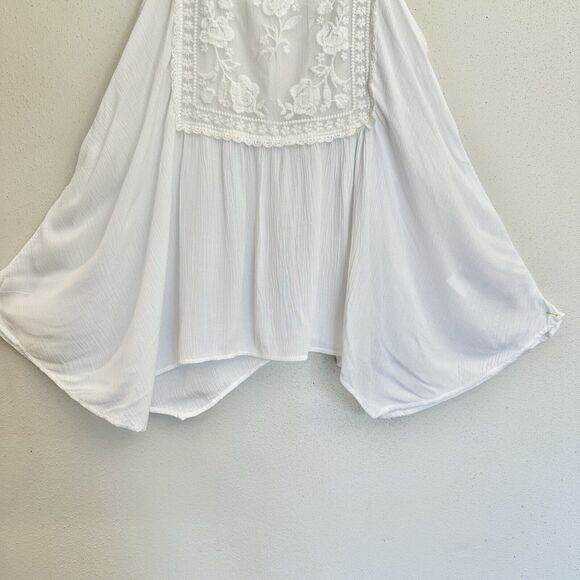 Abercrombie & Fitch White Lace Crinkle summer loose tank top shirt S‎ - Picture 4 of 13